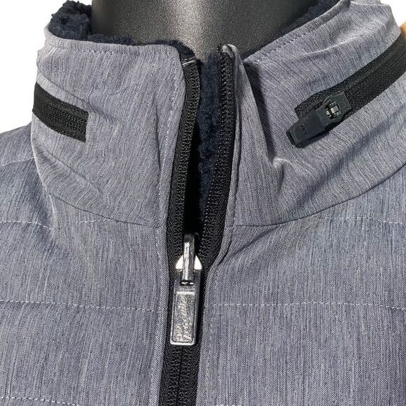 ORIGINAL PENGUIN Reversible Puff Vest blue heather side OR blue Sherpa like side - Picture 3 of 10